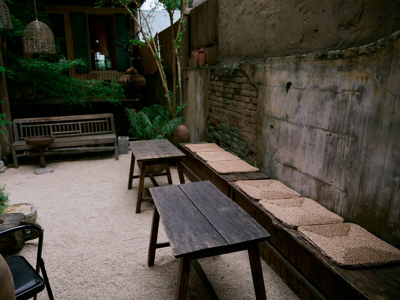 The courtyard from the back door, looking towards the lane.